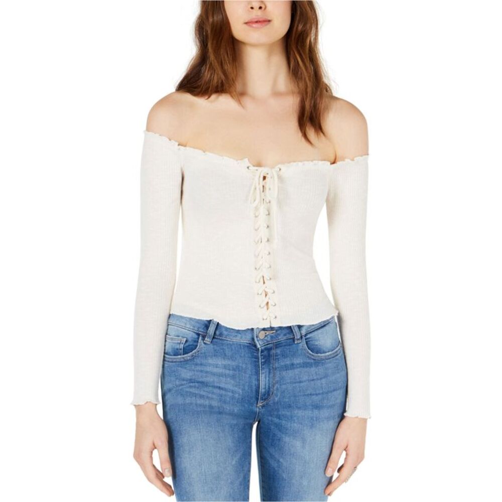 Project 28 Womens Lace-Up Off the Shoulder Blouse, NWT